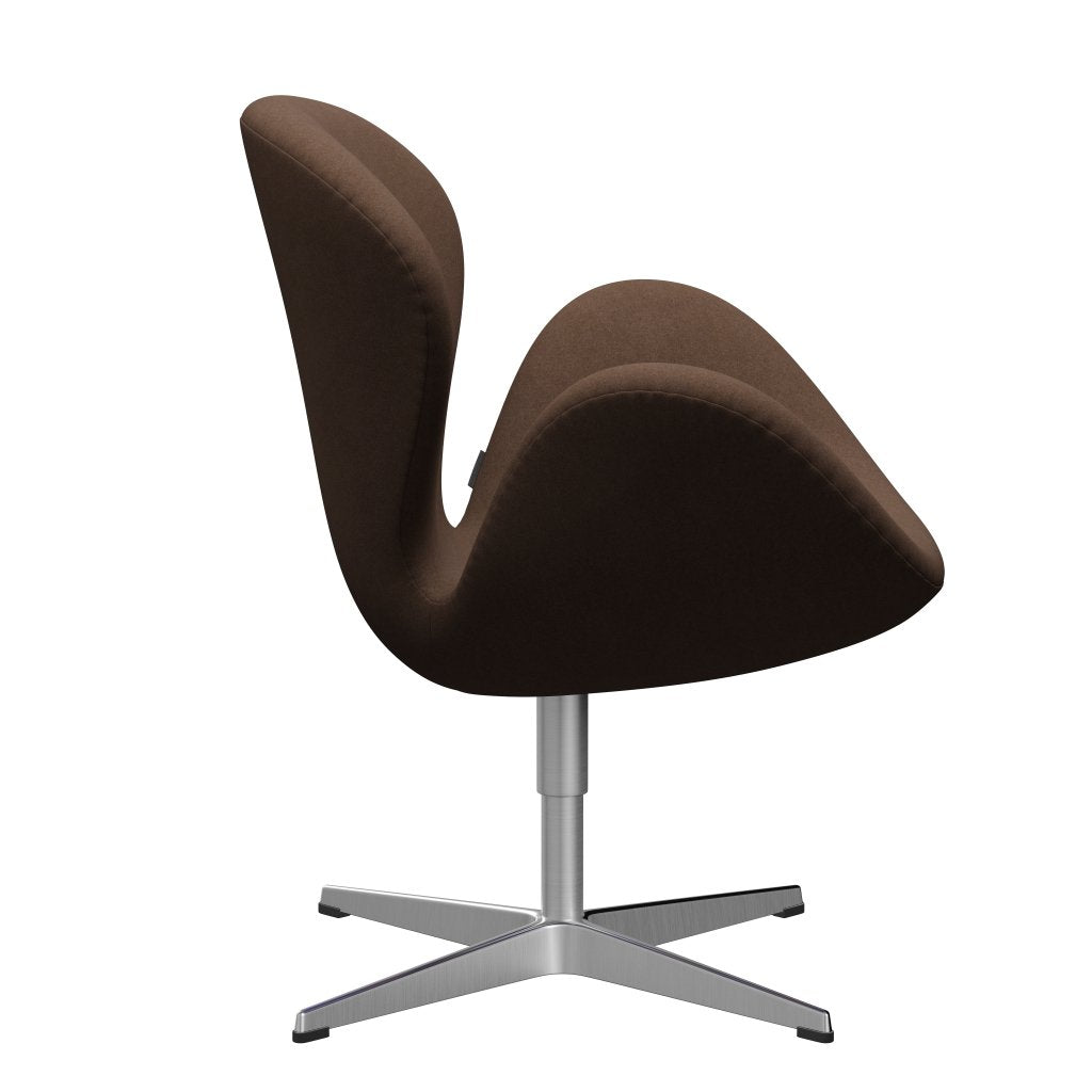 Fritz Hansen Swan Lounge Chair, Satin Brushed Aluminium/Divina Dark Brown (356)