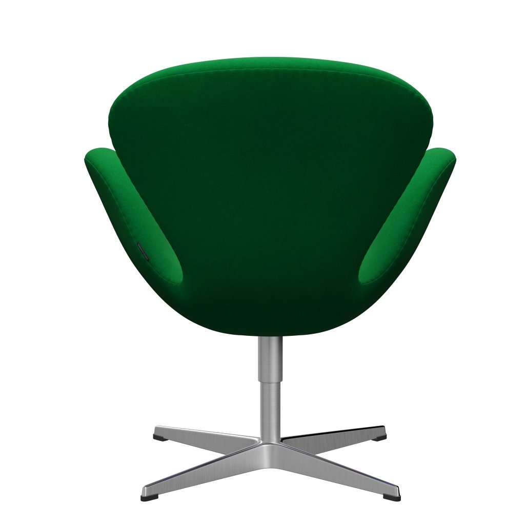 Fritz Hansen Swan Lounge Chair, Satin Brushed Aluminium/Divina Grass Green