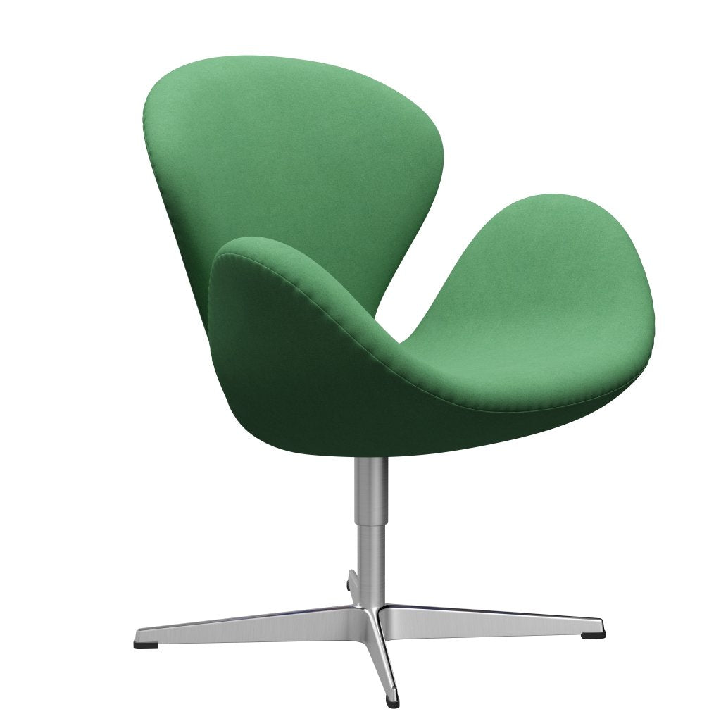 Fritz Hansen Swan Lounge Chair, Satin Brushed Aluminium/Divina Green