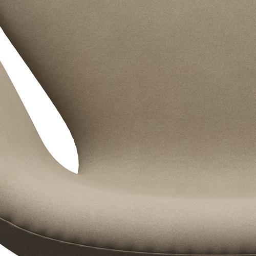 Fritz Hansen Swan Lounge Chair, Satin Brushed Aluminium/Divina Light Beige