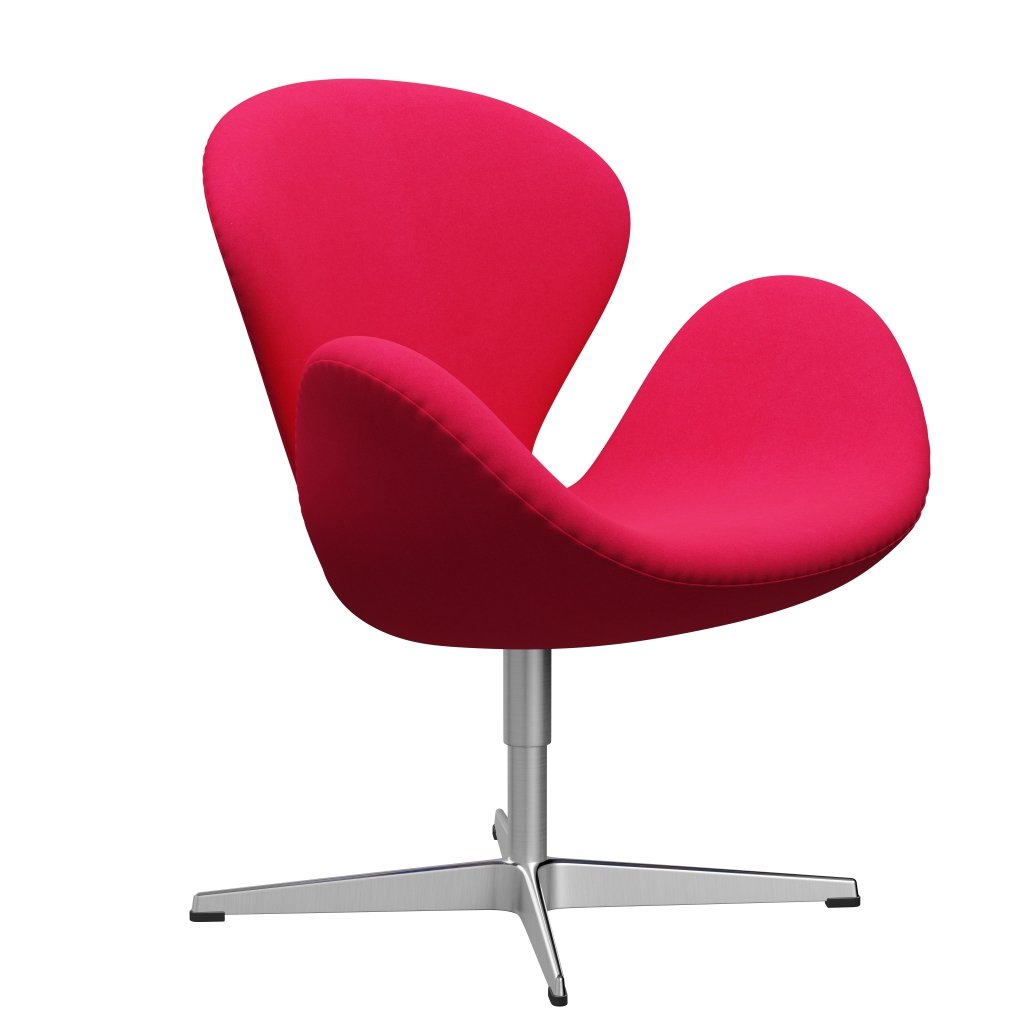 Fritz Hansen Swan Lounge Chair, Satin Brushed Aluminium/Divina Pink Lipstick
