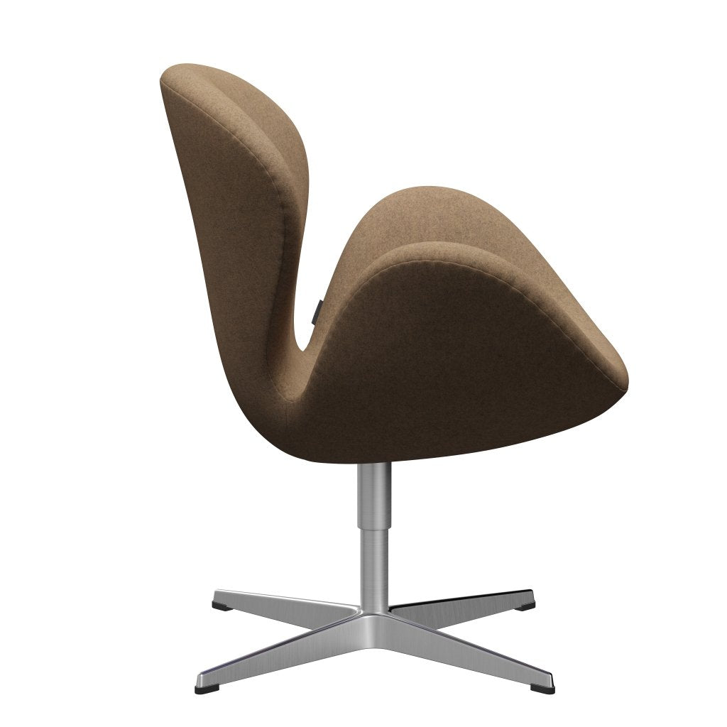 Fritz Hansen Swan Lounge Chair, Satin Brushed Aluminium/Divina Md Café Latte