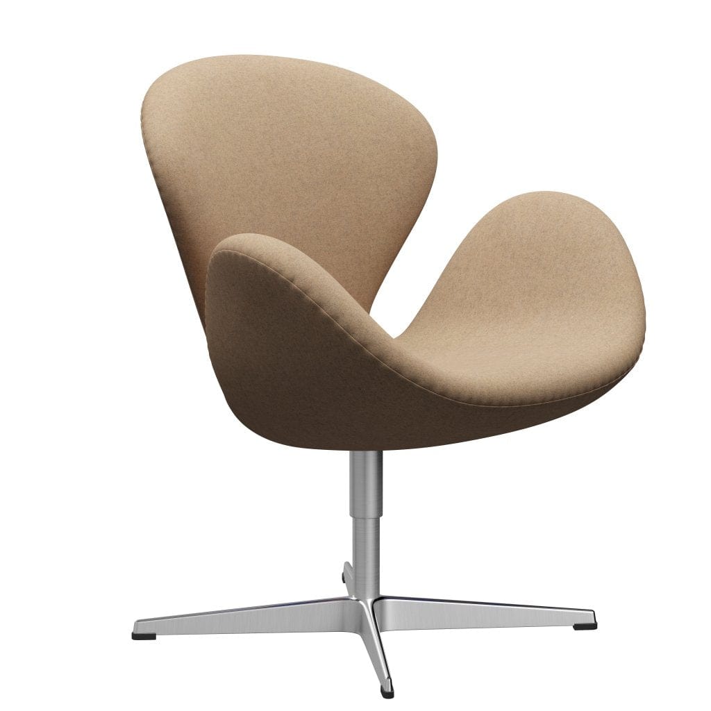 Fritz Hansen Swan Lounge Chair, Satin Brushed Aluminium/Divina Md Cappuccino