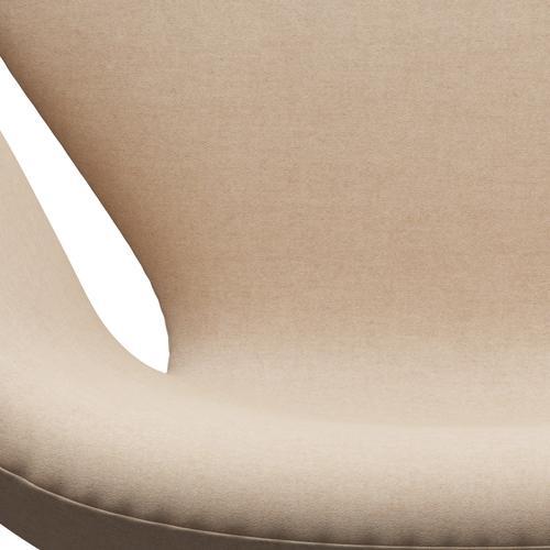 Fritz Hansen Swan Lounge Chair, Satin Brushed Aluminium/Divina Md Crème