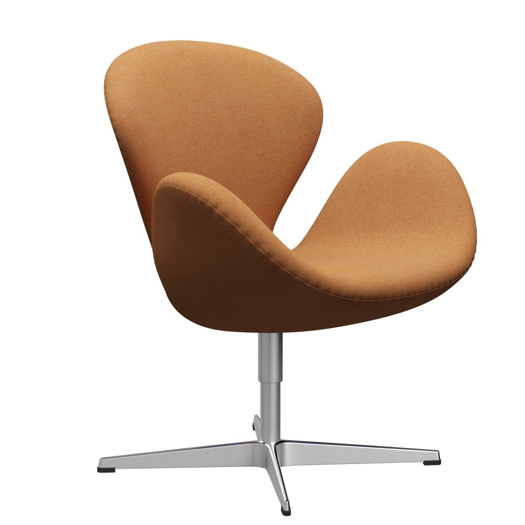 Fritz Hansen Swan Lounge Chair, Satin Brushed Aluminium/Divina Md Carrot