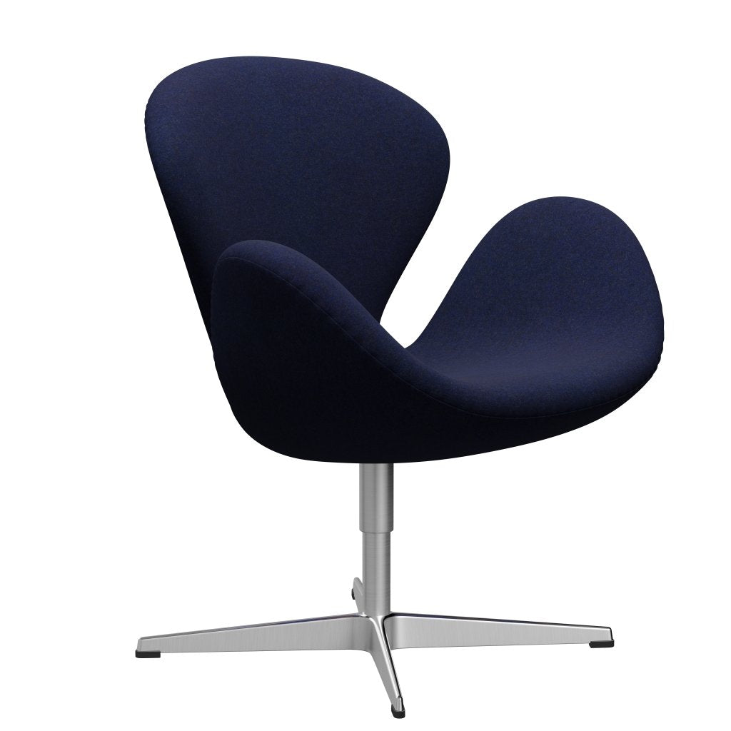 Fritz Hansen Swan Lounge Chair, Satin Brushed Aluminium/Divina Md Midnight Blue