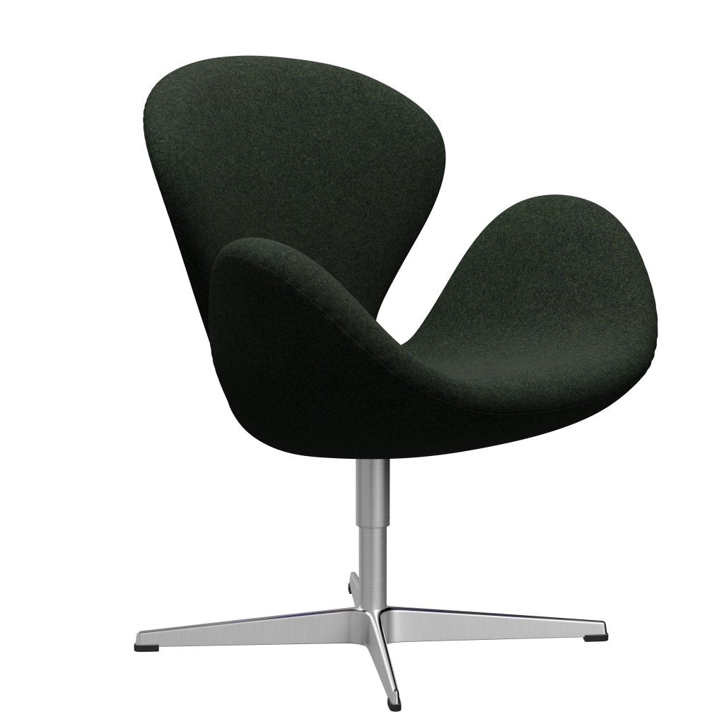 Fritz Hansen Swan Lounge Chair, Satin Brushed Aluminium/Divina Md Moss Green