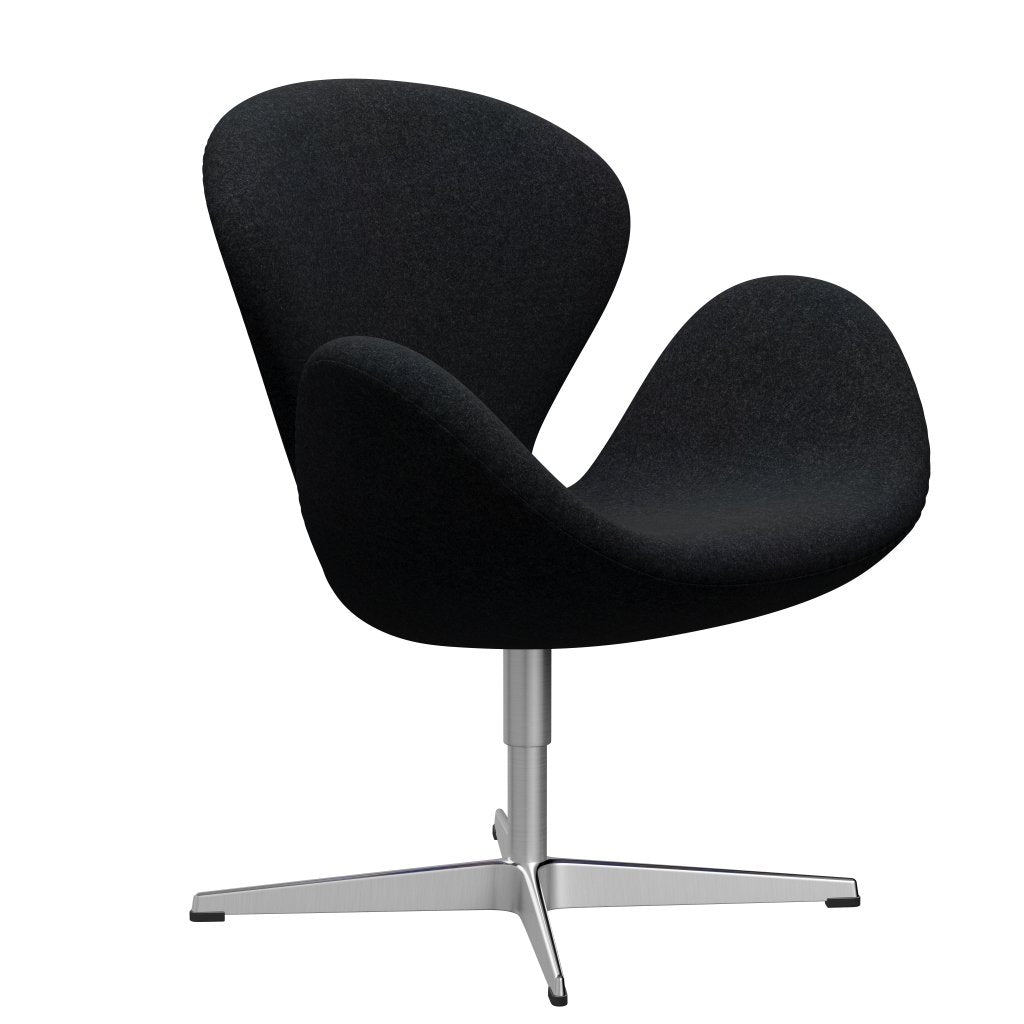 Fritz Hansen Swan Lounge Chair, Satin Brushed Aluminium/Divina Md Black