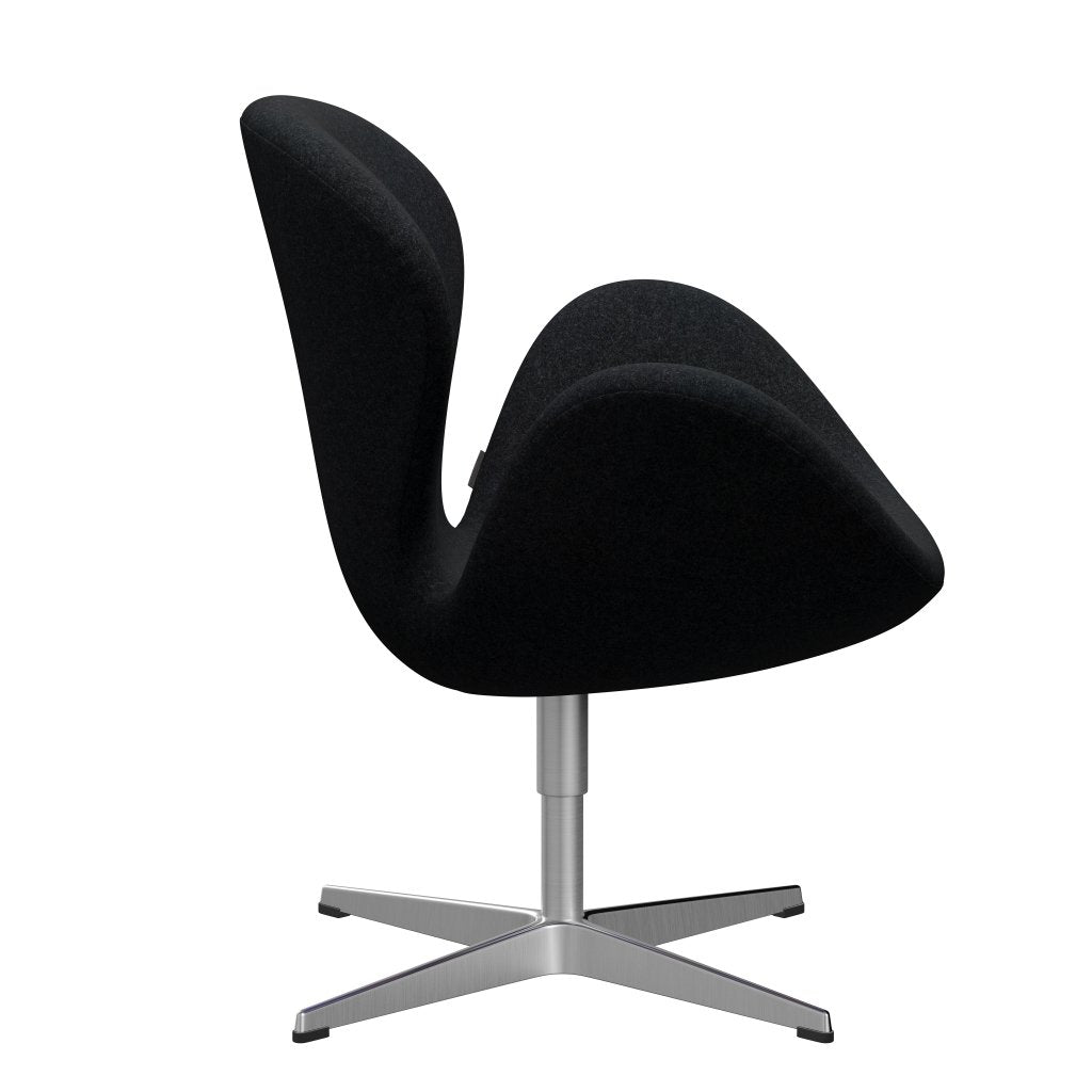 Fritz Hansen Swan Lounge Chair, Satin Brushed Aluminium/Divina Md Black