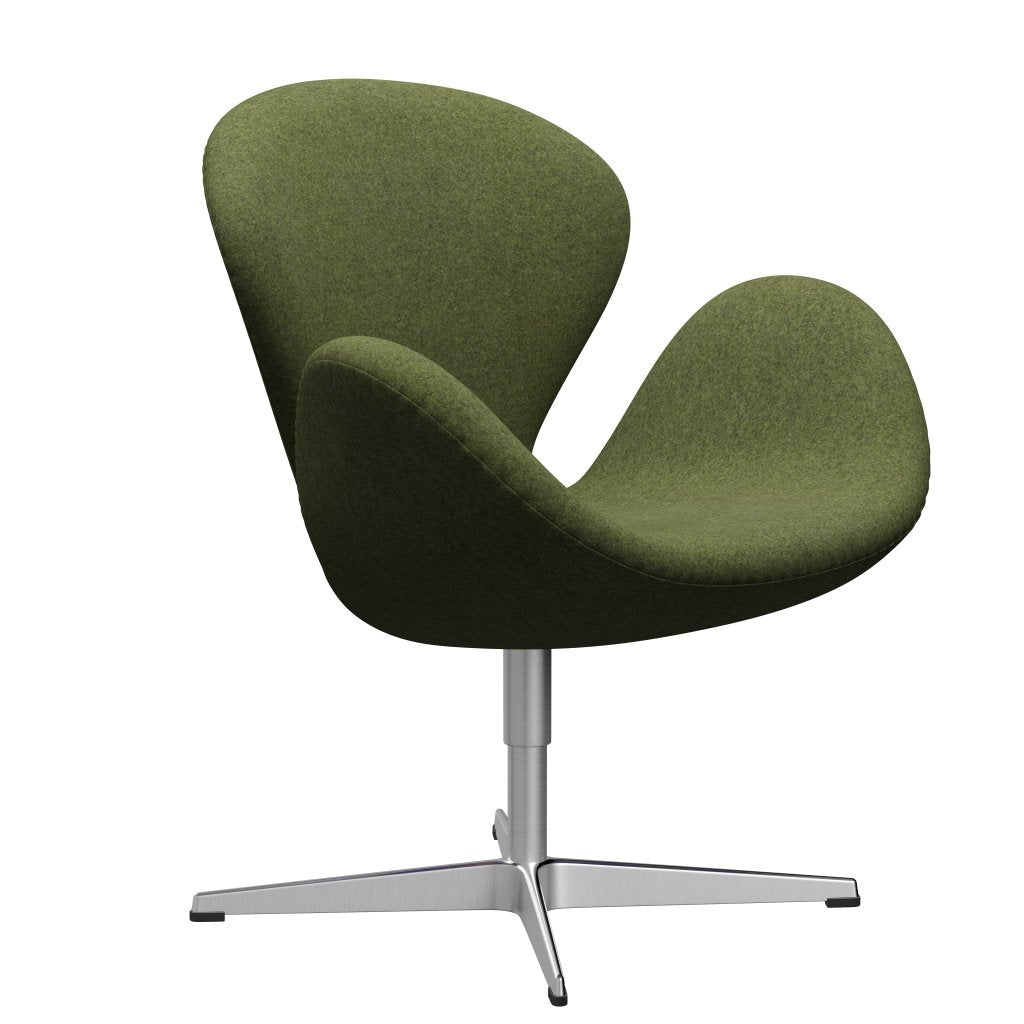 Fritz Hansen Swan Lounge Chair, Satin Brushed Aluminium/Divina Md Wintergreen