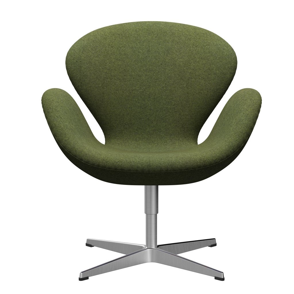 Fritz Hansen Swan Lounge Chair, Satin Brushed Aluminium/Divina Md Wintergreen