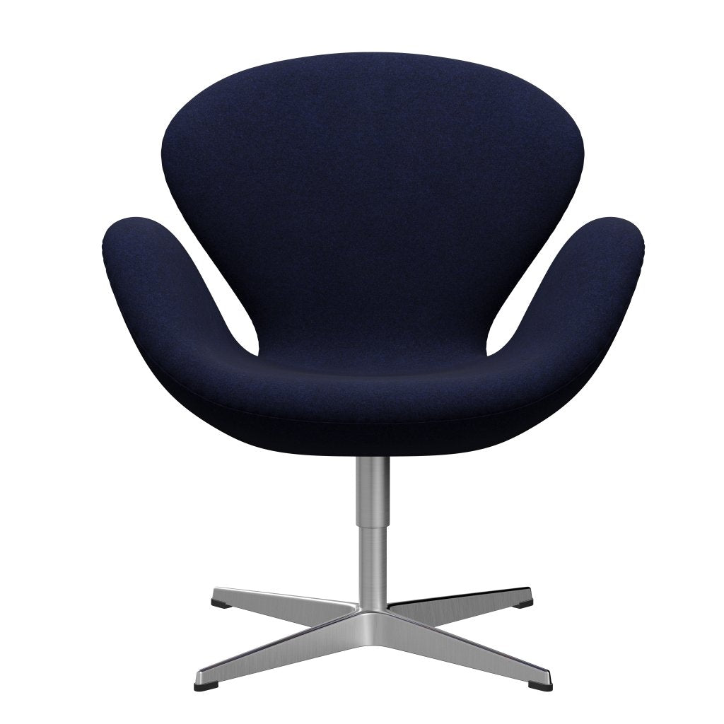 Fritz Hansen Swan Lounge Chair, Satin Brushed Aluminium/Divina Melange Dark Blue