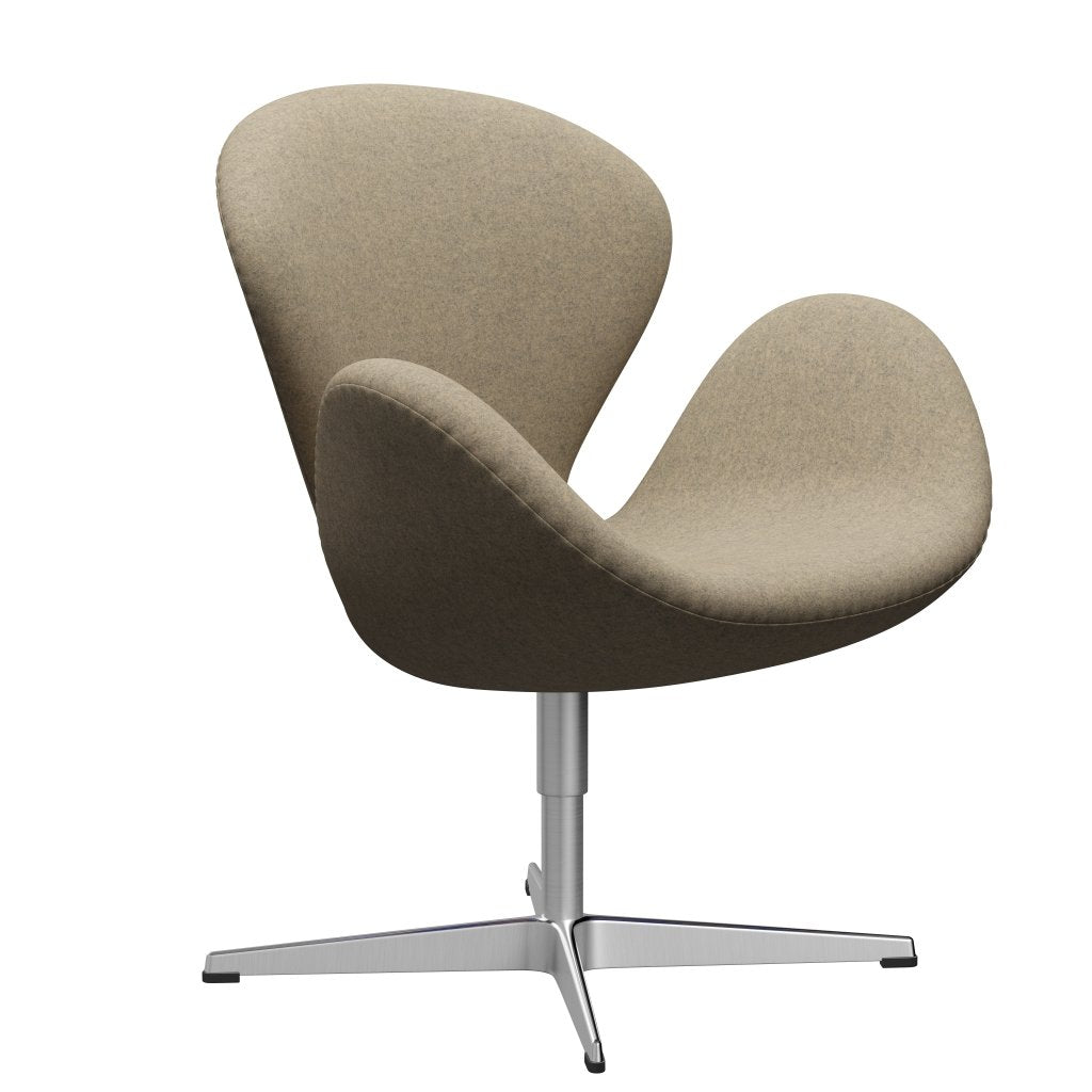 Fritz Hansen Swan Lounge Chair, Satin Brushed Aluminium/Divina Melange Grey Sand