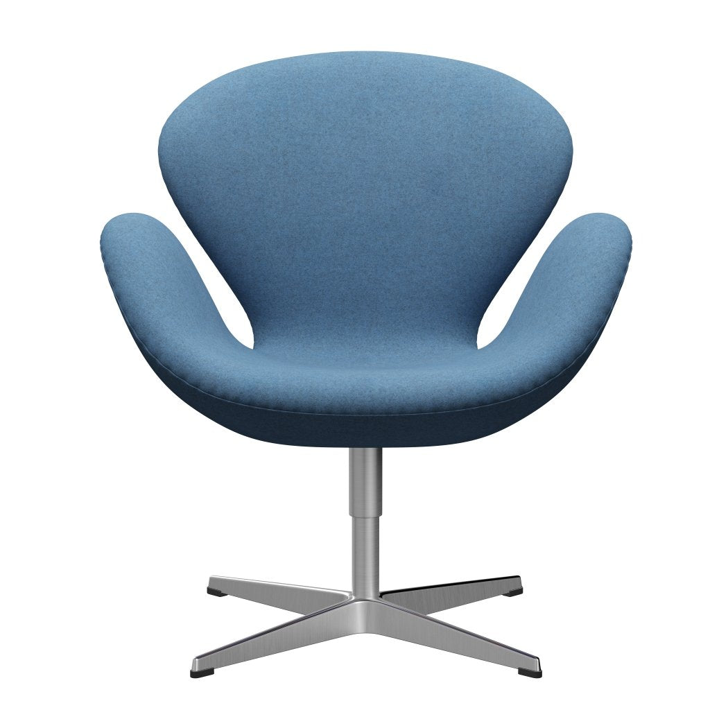 Fritz Hansen Swan Lounge Chair, Satin Brushed Aluminium/Divina Melange Light Blue