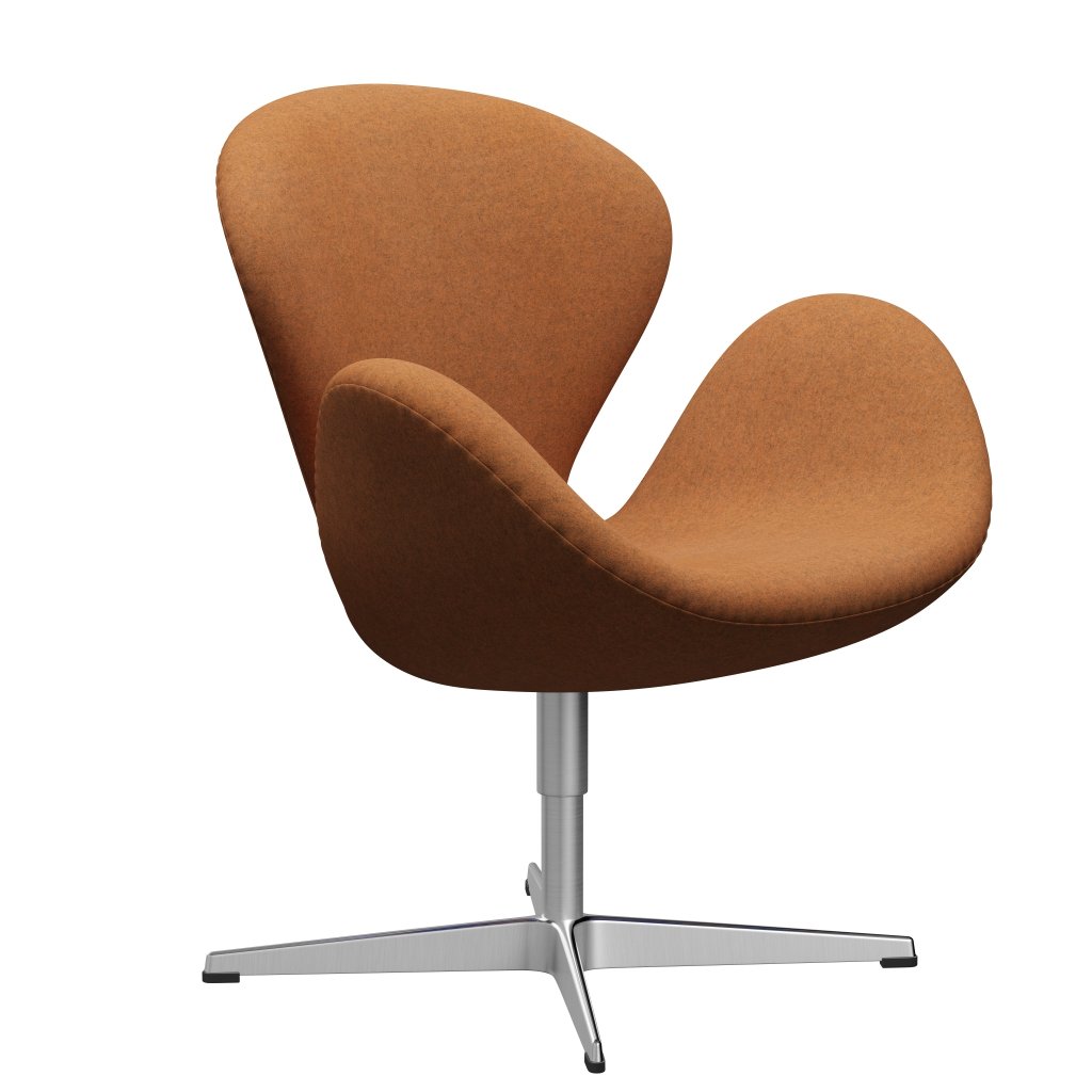 Fritz Hansen Swan Lounge Chair, Satin Brushed Aluminium/Divina Melange Orange Light