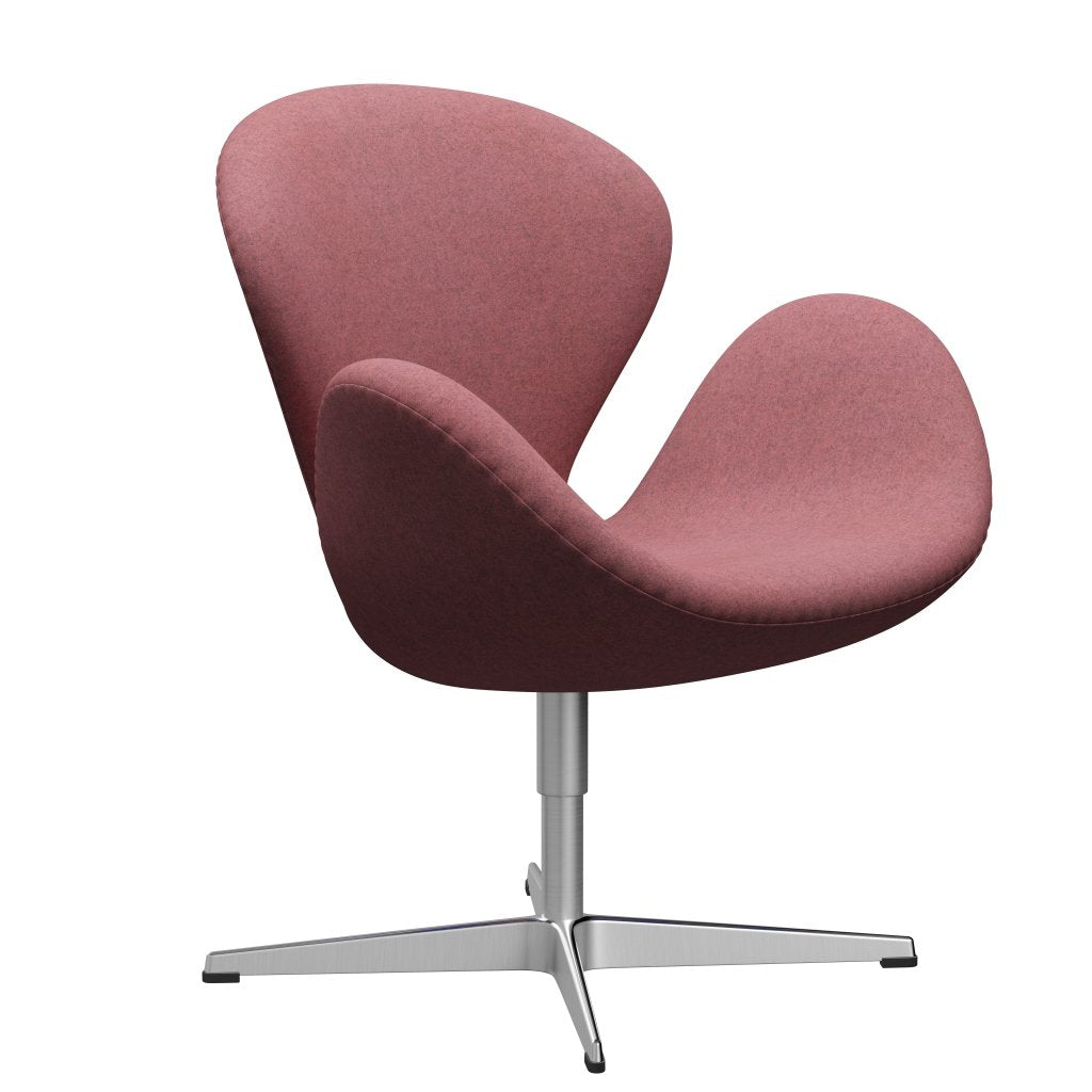Fritz Hansen Swan Lounge Chair, Satin Brushed Aluminium/Divina Melange Pink