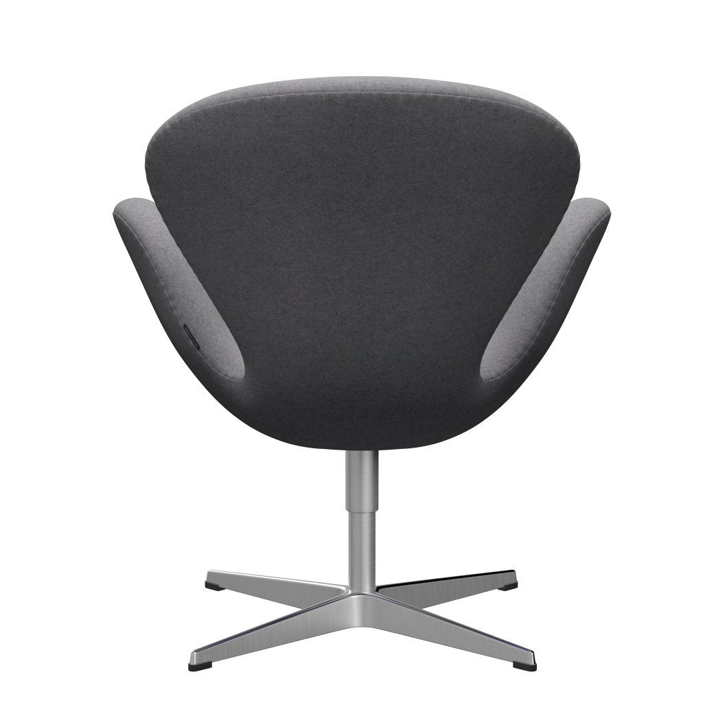 Fritz Hansen Swan Lounge Chair, Satin Brushed Aluminium/Divina Melange Stone Grey