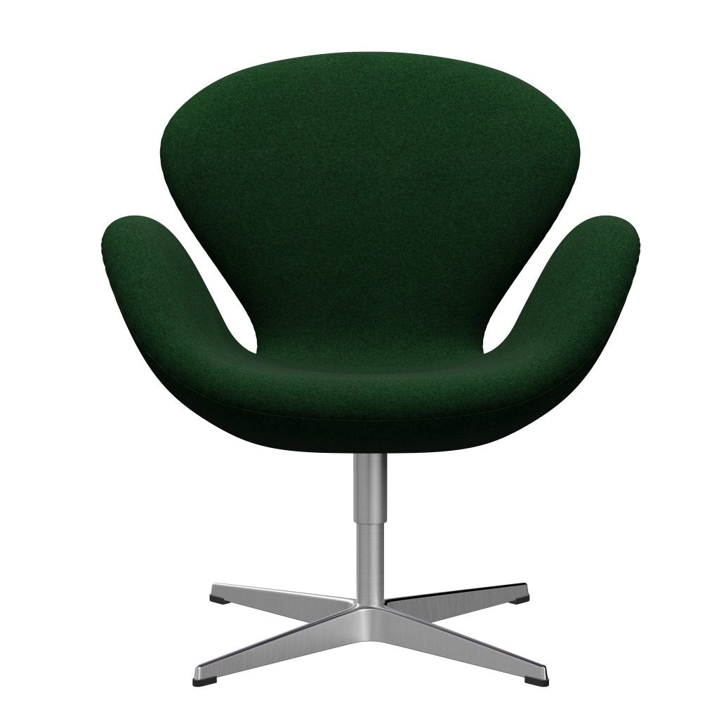 Fritz Hansen Swan Lounge Chair, Satin Brushed Aluminium/Divina Melange Forest Green