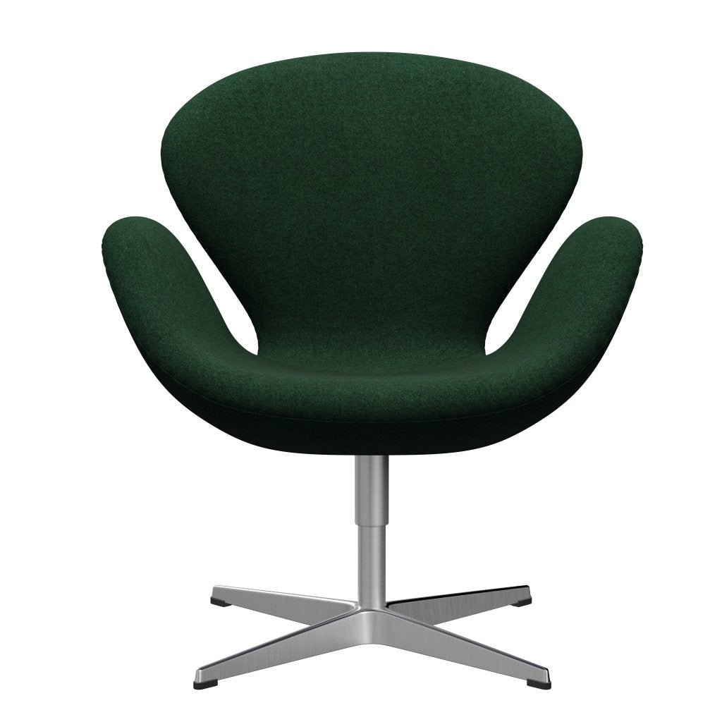 Fritz Hansen Swan Lounge Chair, Satin Brushed Aluminium/Divina Melange Warm Dark Green