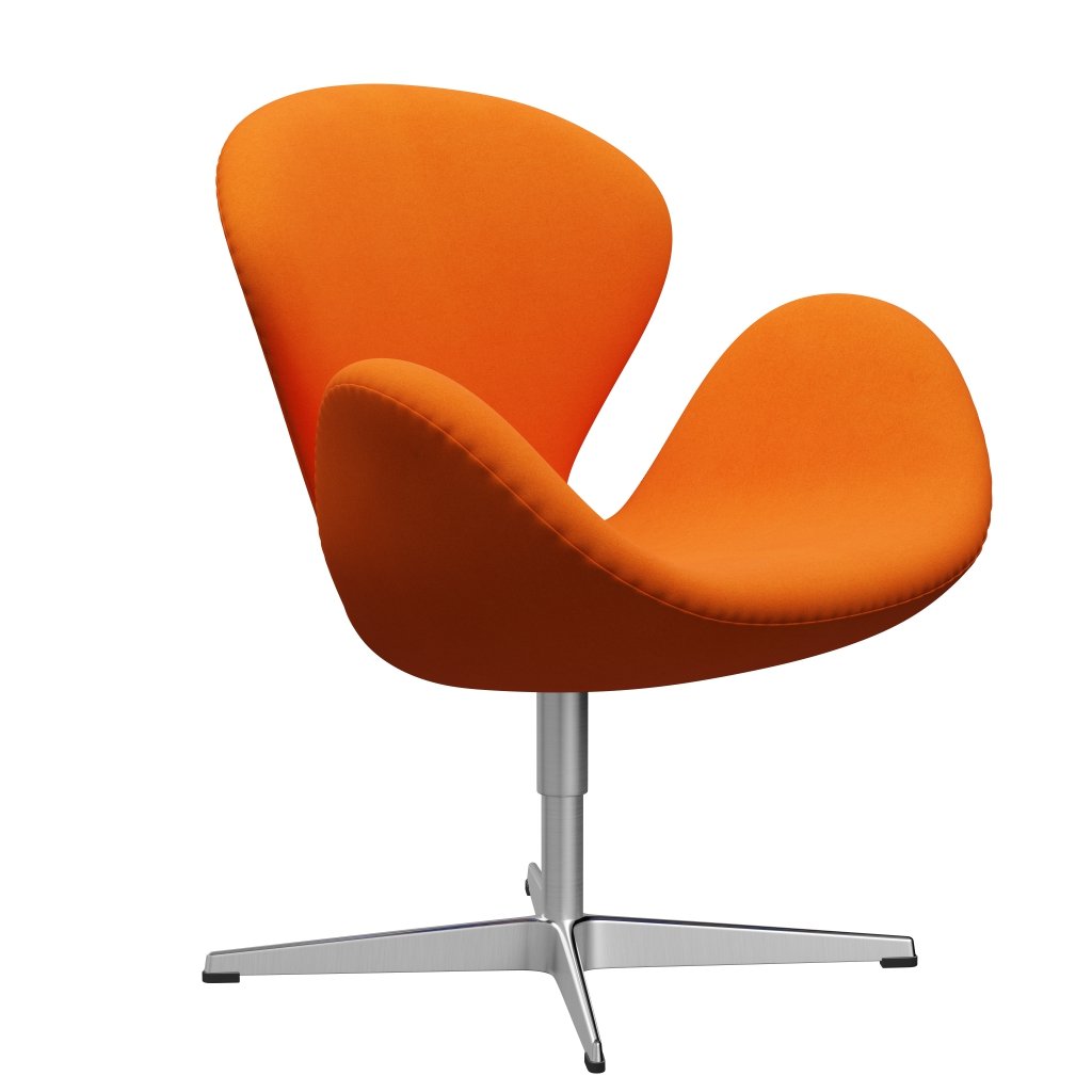 Fritz Hansen Swan Lounge Chair, Satin Brushed Aluminium/Divina Pastello Orange