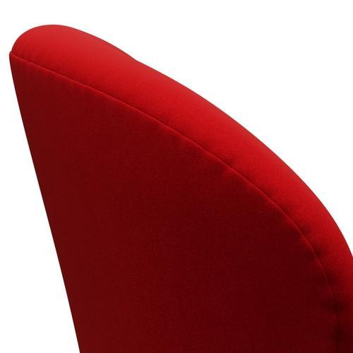 Fritz Hansen Swan Lounge Chair, Satin Brushed Aluminium/Divina Red (623)