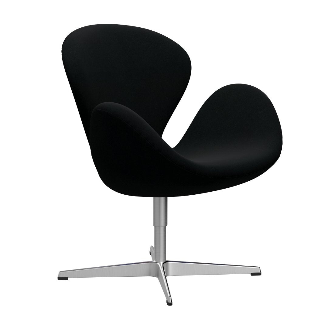 Fritz Hansen Swan Lounge Chair, Satin Brushed Aluminium/Divina Black