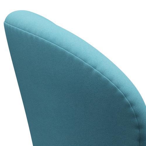 Fritz Hansen Swan Lounge Chair, Satin Brushed Aluminium/Divina Turquoise Light