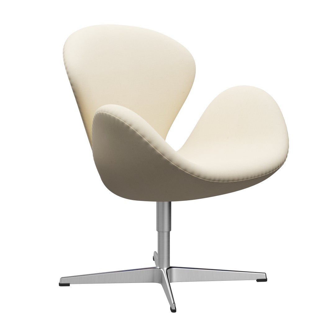 Fritz Hansen Swan Lounge Chair, Satin Brushed Aluminium/Divina White