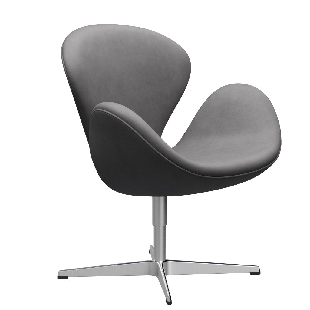 Fritz Hansen Swan Lounge Chair, Satin Brushed Aluminium/Embrace Chocolate