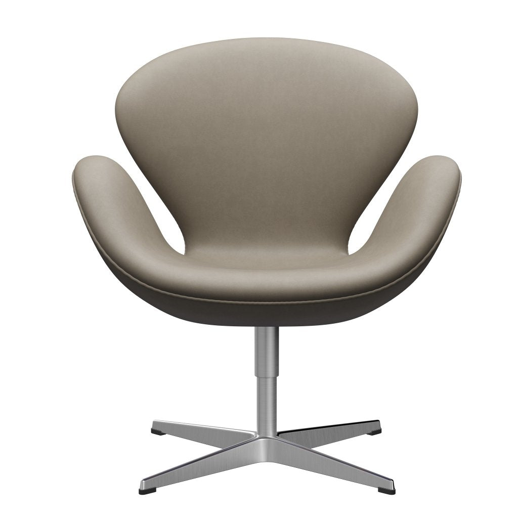 Fritz Hansen Swan Lounge Chair, Satin Brushed Aluminium/Essential Light Grey