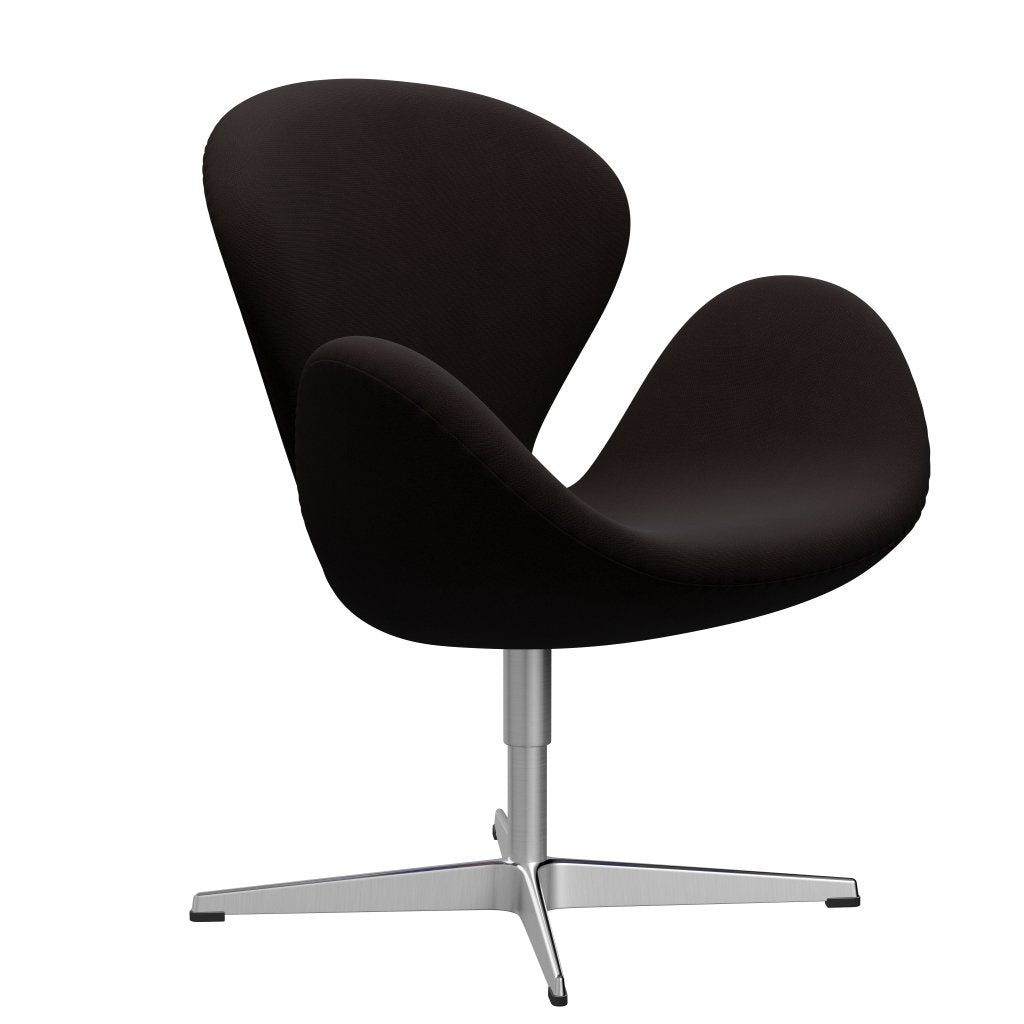Fritz Hansen Swan Lounge Chair, Satin Brushed Aluminium/Fame Dark Brown