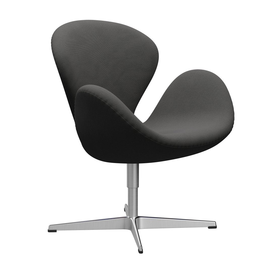 Fritz Hansen Swan Lounge Chair, Satin Brushed Aluminium/Fame Dark Grey