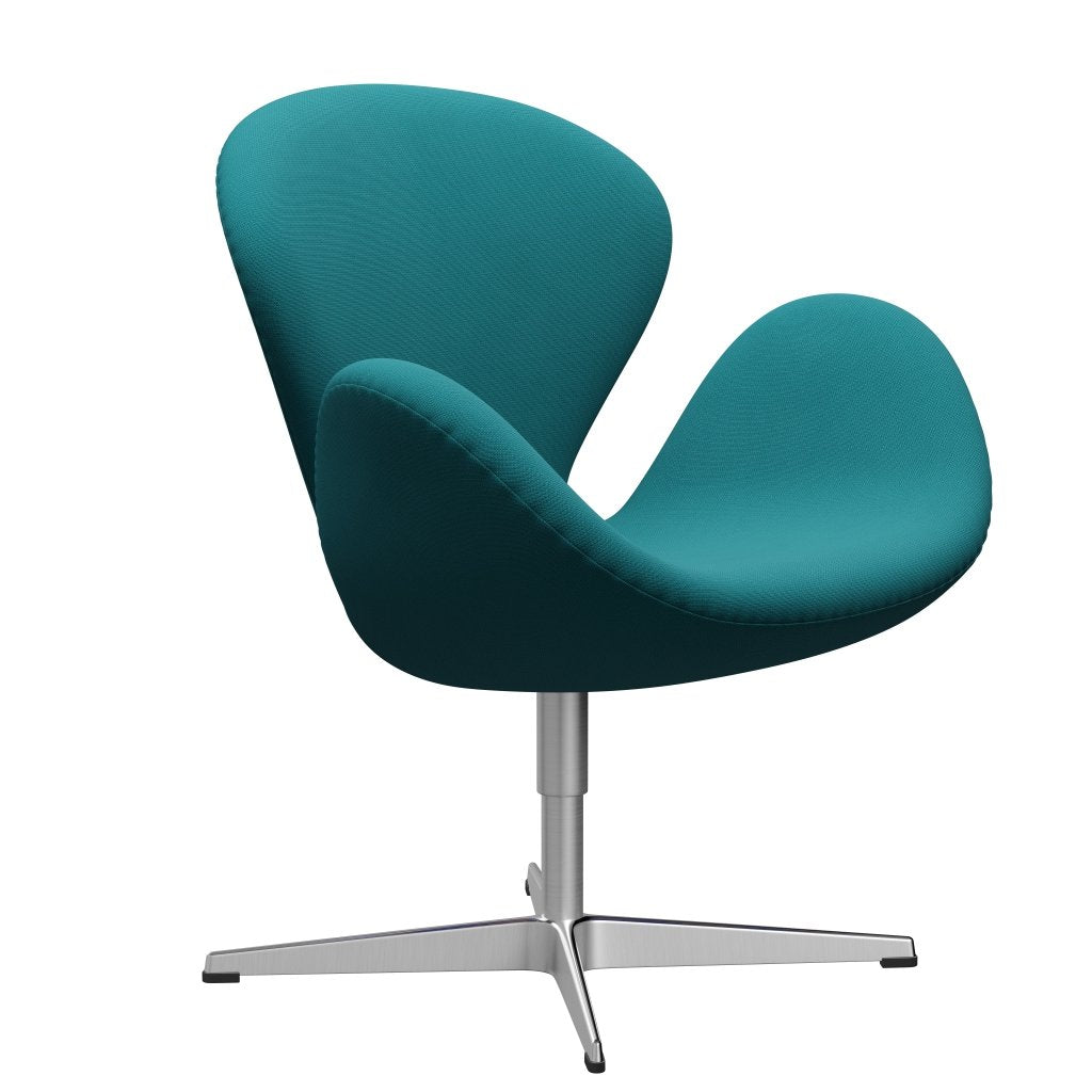Fritz Hansen Swan Lounge Chair, Satin Brushed Aluminium/Fame Green Turquoise