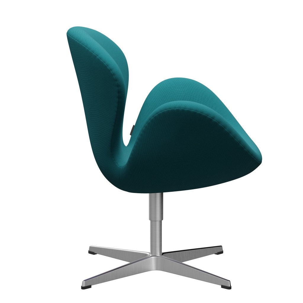 Fritz Hansen Swan Lounge Chair, Satin Brushed Aluminium/Fame Green Turquoise