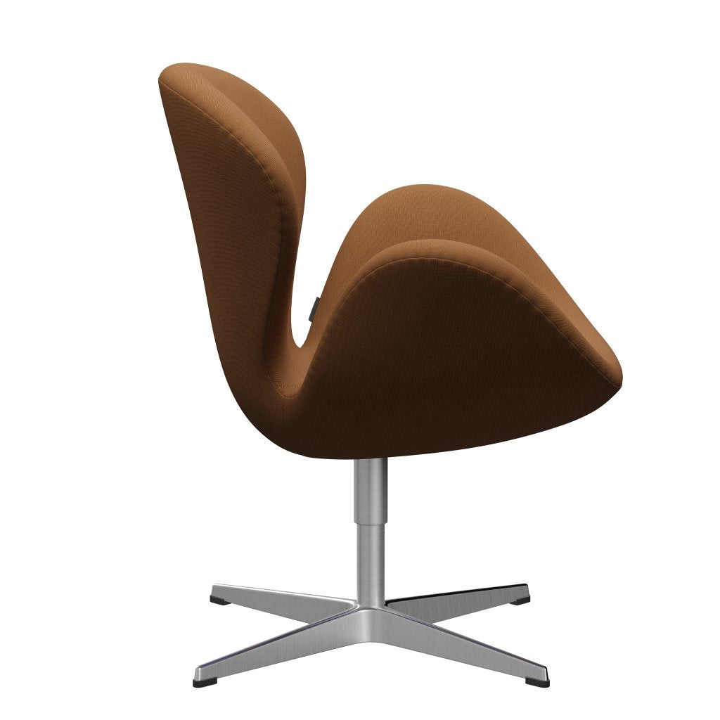Fritz Hansen Swan Lounge Chair, Satin Brushed Aluminium/Fame Light Brown (61131)