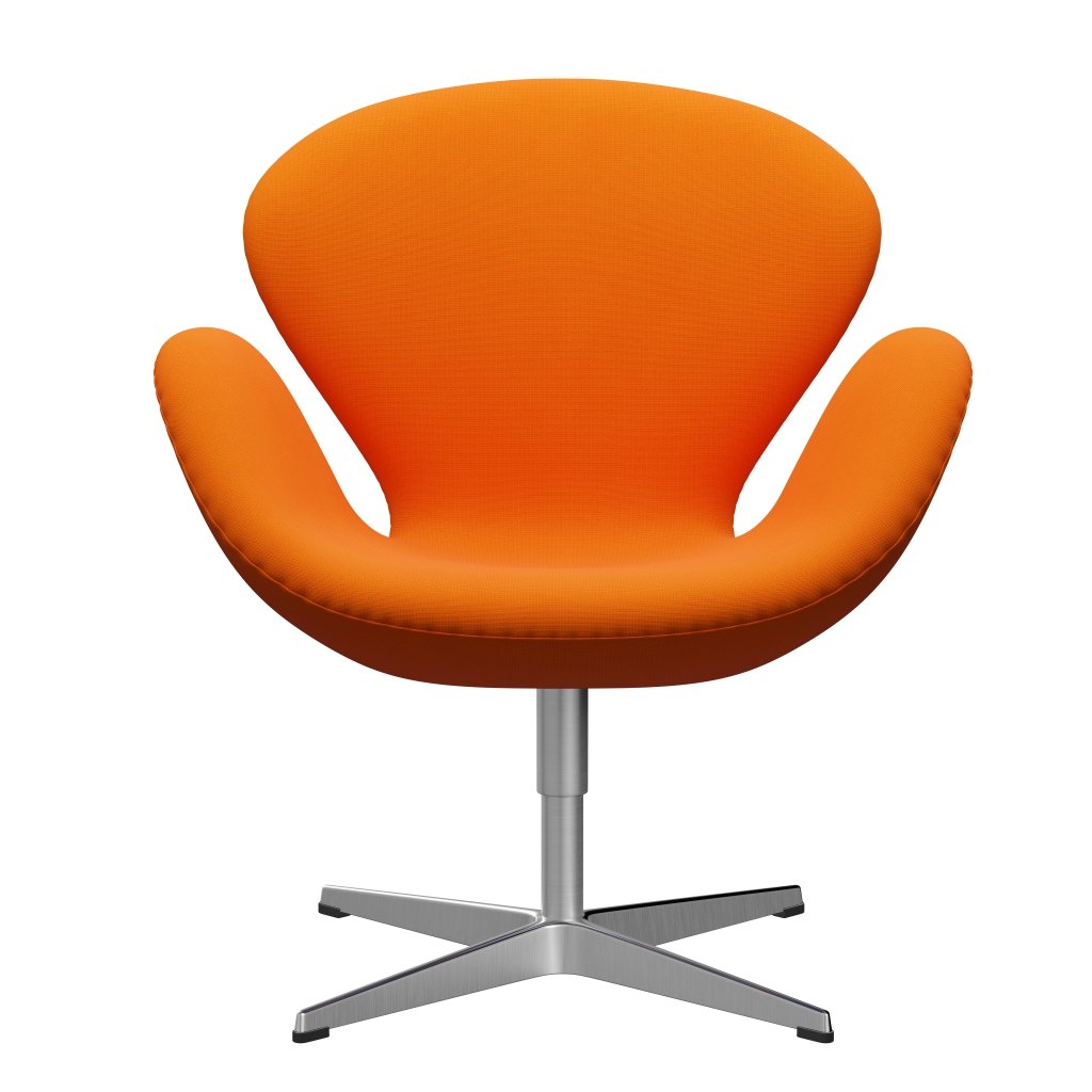 Fritz Hansen Swan Lounge Chair, Satin Brushed Aluminium/Fame Orange (63077)