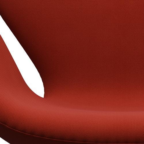Fritz Hansen Swan Lounge Chair, Satin Brushed Aluminium/Fame Orange Red