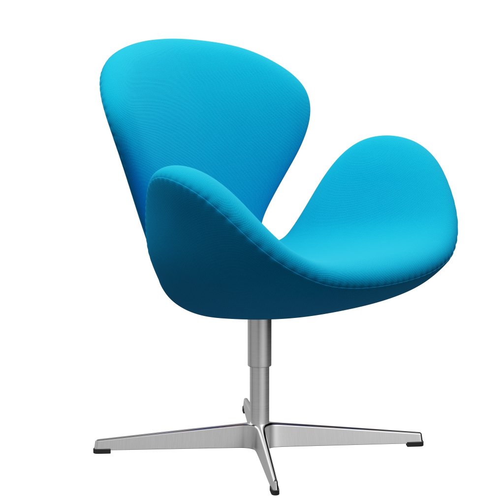 Fritz Hansen Swan Lounge Chair, Satin Brushed Aluminium/Fame Warm Turquoise