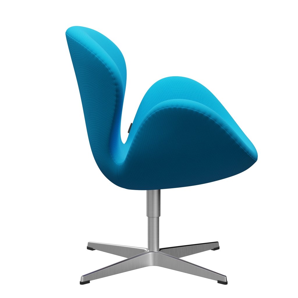 Fritz Hansen Swan Lounge Chair, Satin Brushed Aluminium/Fame Warm Turquoise