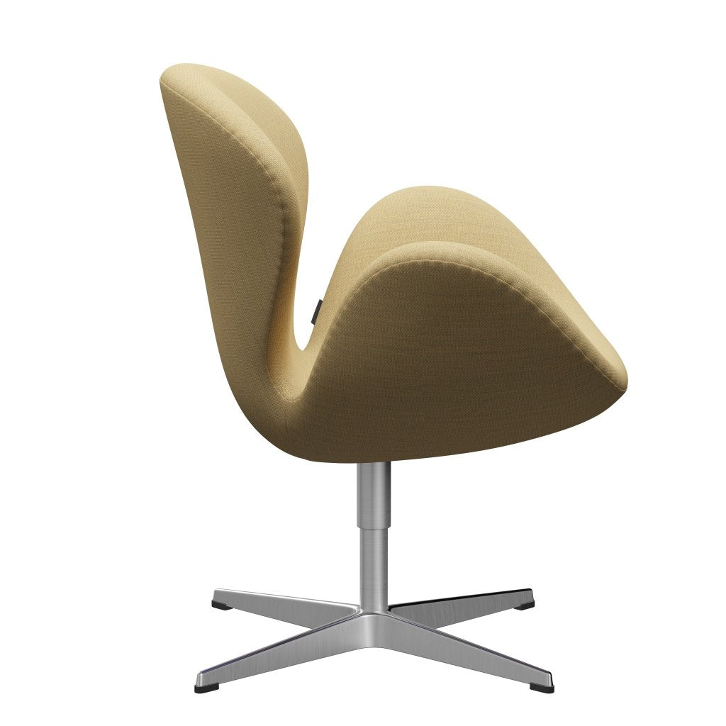 Fritz Hansen Swan Lounge Chair, Satin Brushed Aluminium/Fiord Fine Yellow