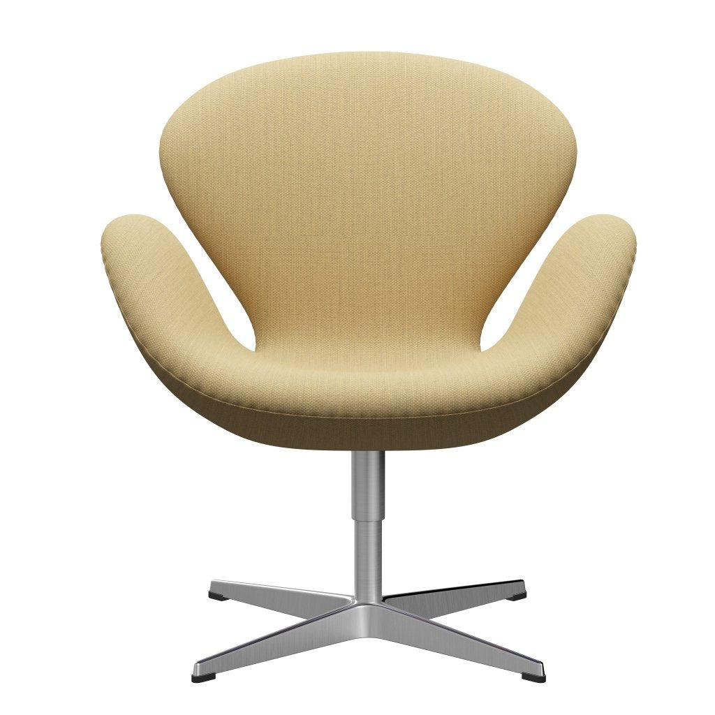 Fritz Hansen Swan Lounge Chair, Satin Brushed Aluminium/Fiord Fine Yellow
