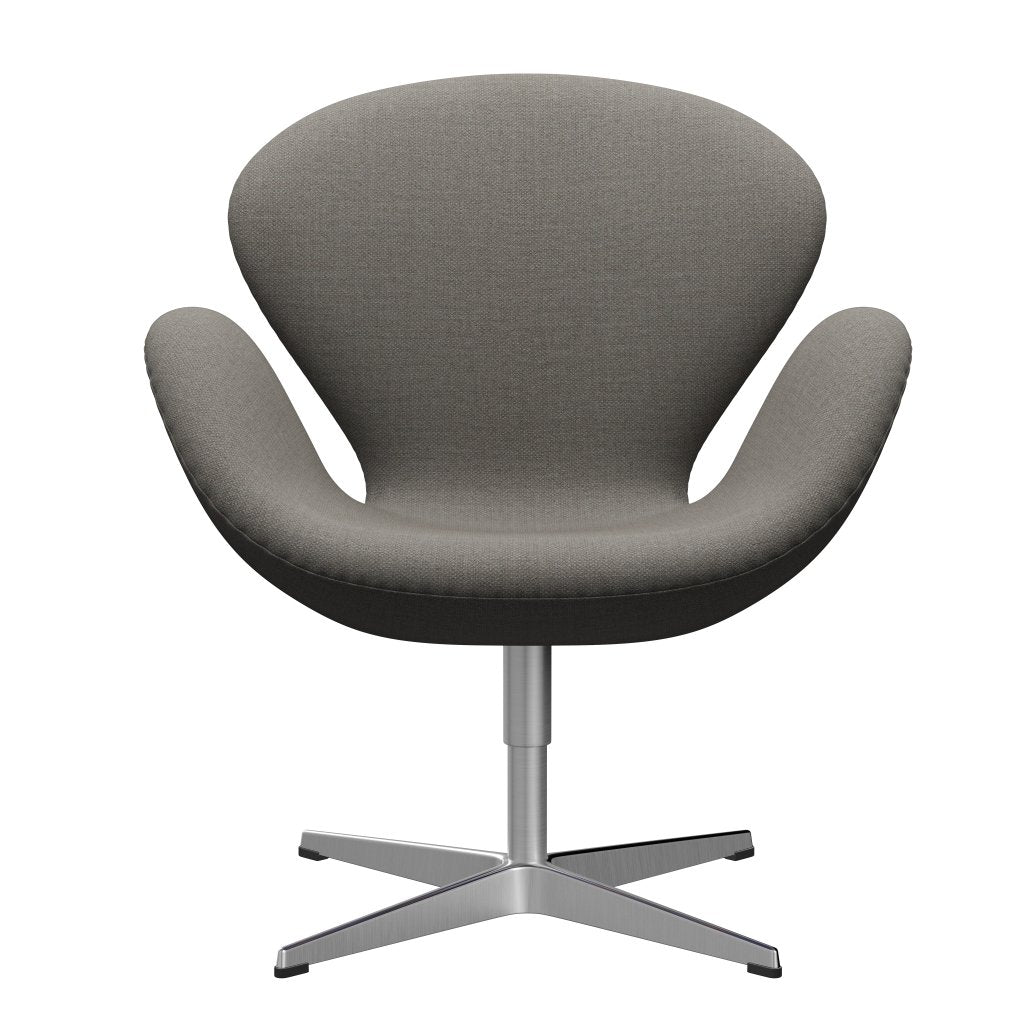 Fritz Hansen Swan Lounge Chair, Satin Brushed Aluminium/Fiord Grey/Stone
