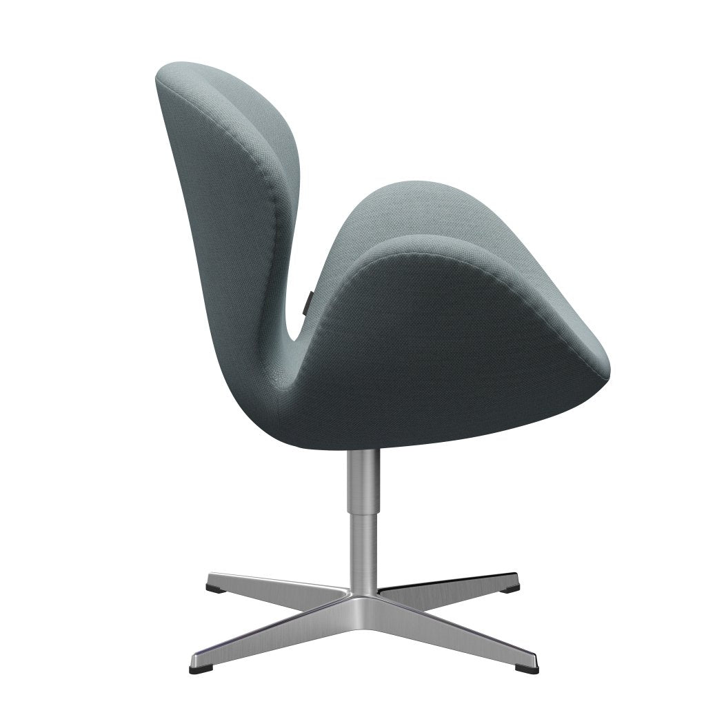 Fritz Hansen Swan Lounge Chair, Satin Brushed Aluminium/Fiord Green/Blue/Stone