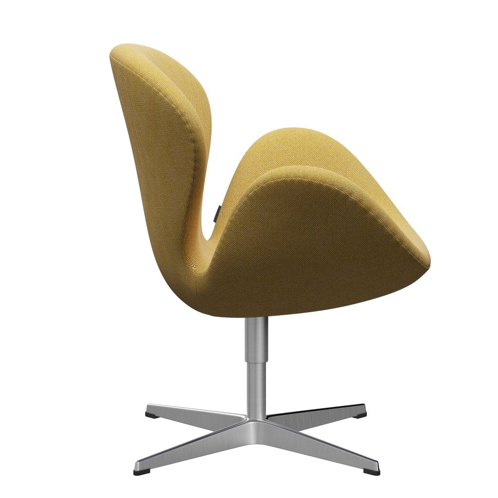 Fritz Hansen Swan Lounge Chair, Satin Brushed Aluminium/Hallingdal Yellow/White