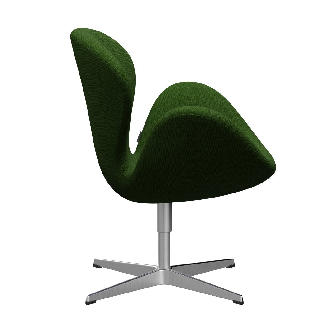 Fritz Hansen Swan Lounge Chair, Sating Brushed Aluminium/Hallingdal Grass Green