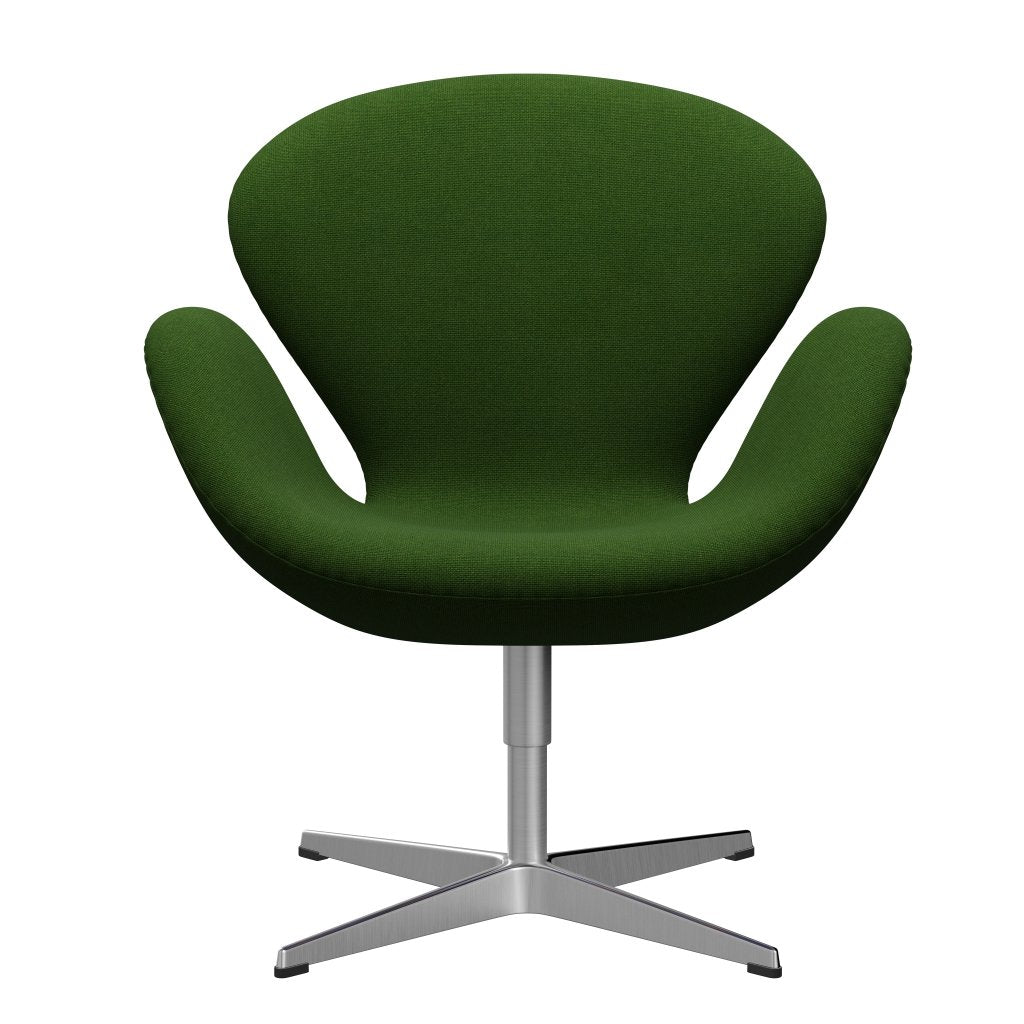 Fritz Hansen Swan Lounge Chair, Sating Brushed Aluminium/Hallingdal Grass Green