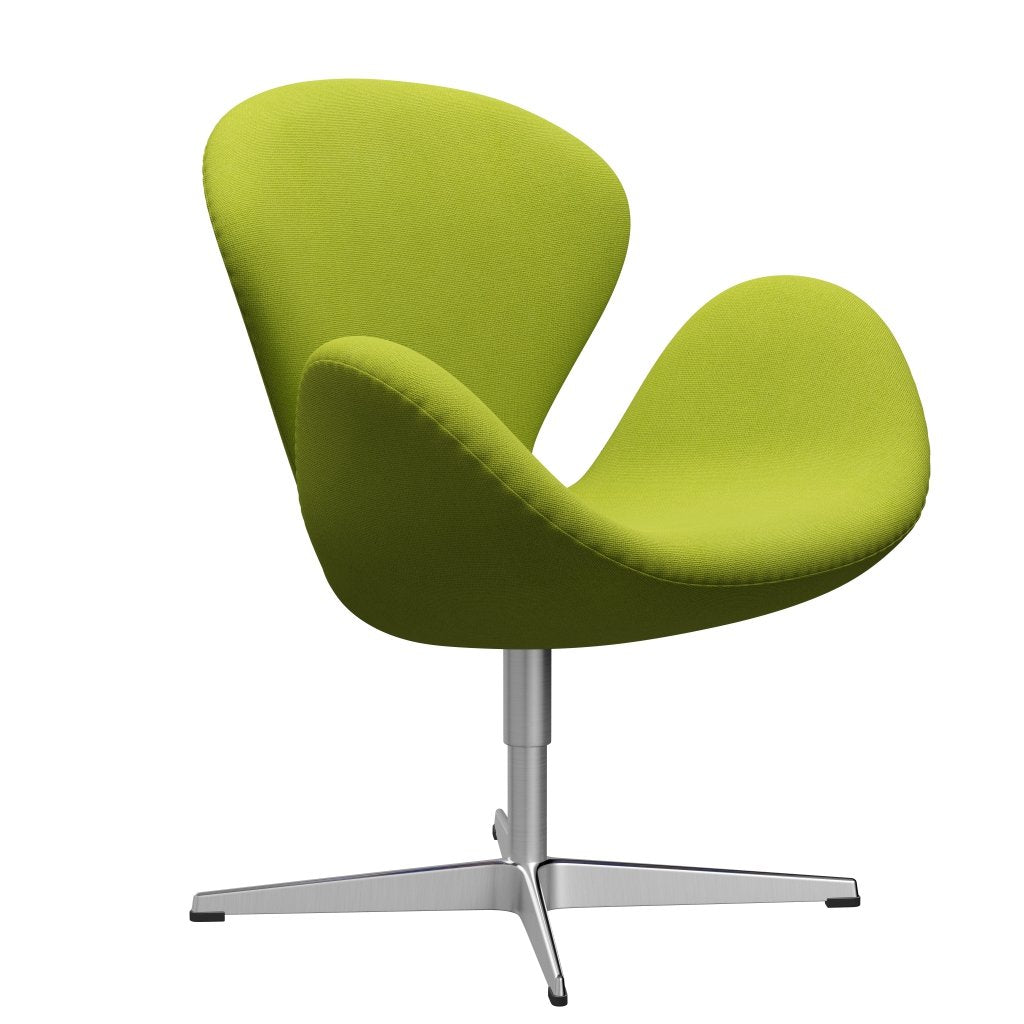 Fritz Hansen Swan Lounge Chair, Satin Brushed Aluminium/Hallingdal Lime