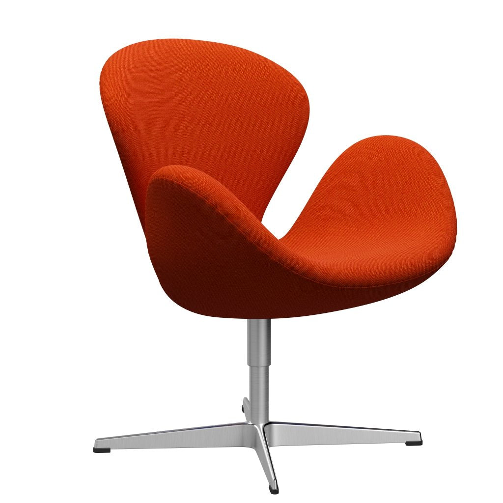 Fritz Hansen Swan Lounge Chair, Satin Brushed Aluminium/Hallingdal Red/Orange