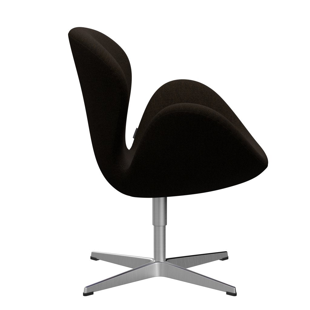Fritz Hansen Swan Lounge Chair, Satin Brushed Aluminium/Hallingdal Black/Brown