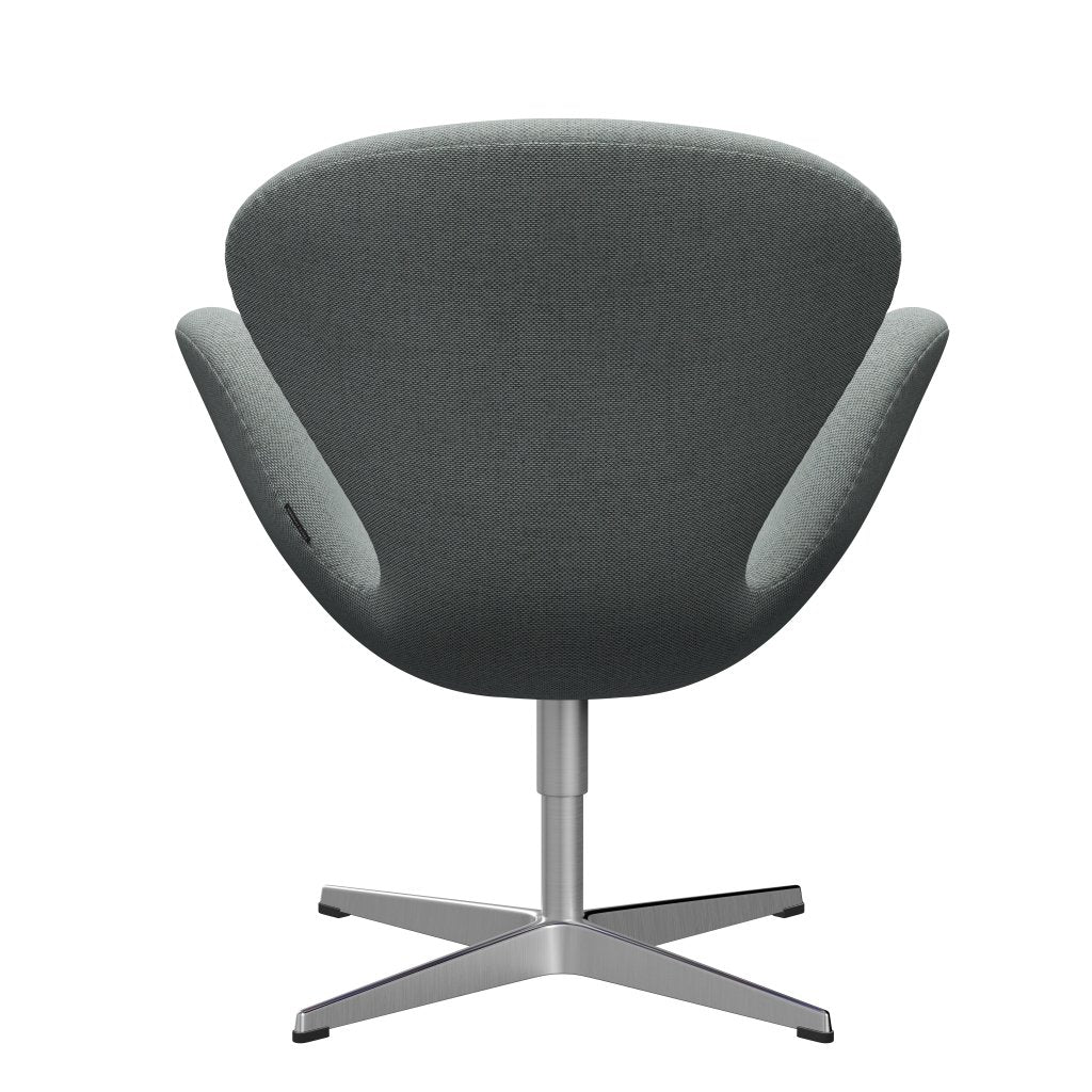 Fritz Hansen Swan Lounge Chair, Satin Brushed Aluminium/Re Wool Pale Aqua